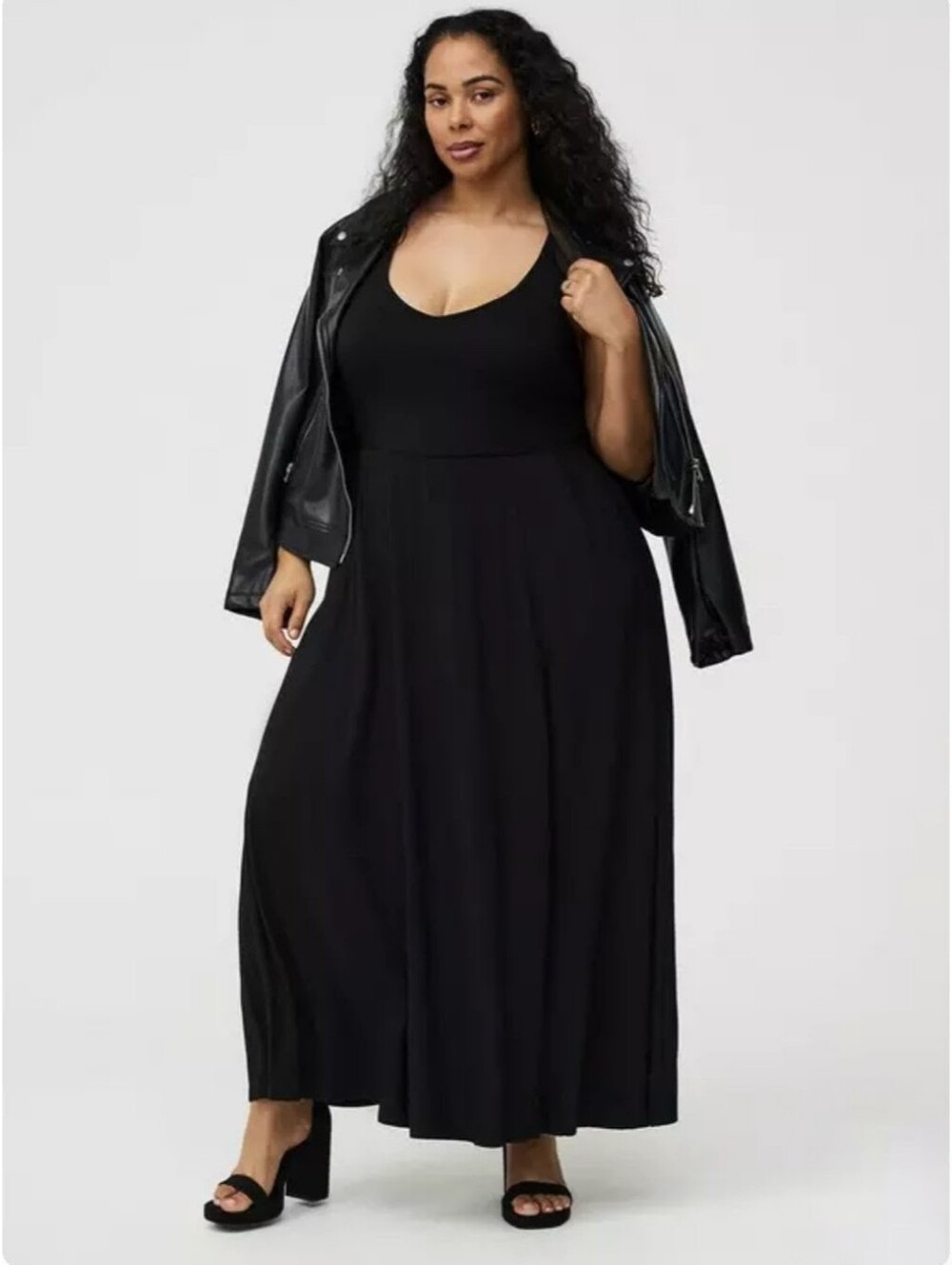 Super Soft Stretch Jersey V-Neck Maxi Dress Deep Black Size 00 M/L 10